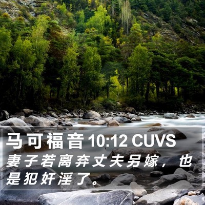 马 可 福 音 10:12 CUVS Bible Verse Image