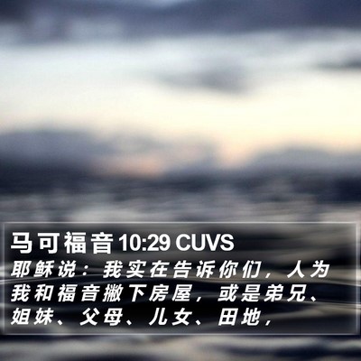 马 可 福 音 10:29 CUVS Bible Verse Image