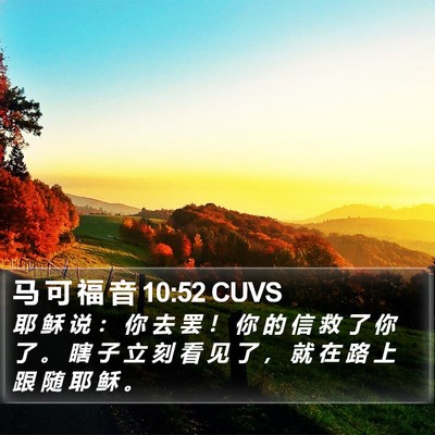 马 可 福 音 10:52 CUVS Bible Verse Image