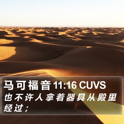 马 可 福 音 11:16 CUVS Bible Verse Image