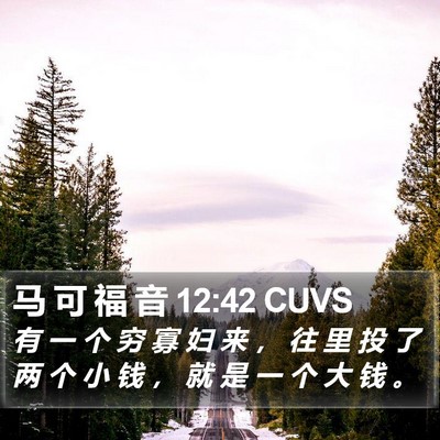 马 可 福 音 12:42 CUVS Bible Verse Image