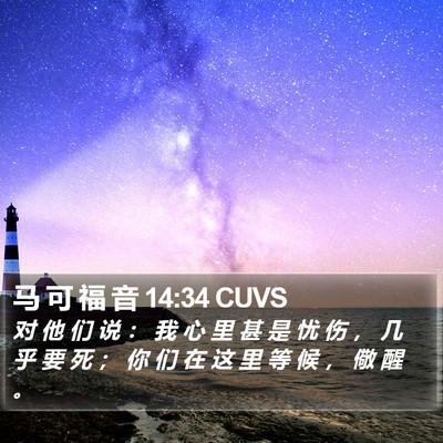 马 可 福 音 14:34 CUVS Bible Verse Image