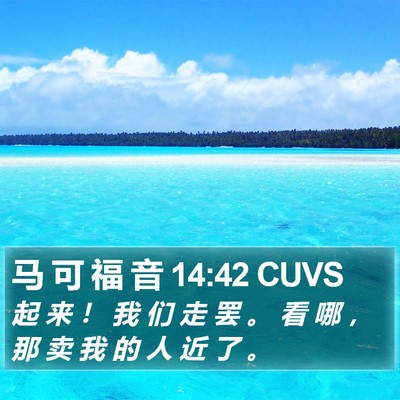 马 可 福 音 14:42 CUVS Bible Verse Image