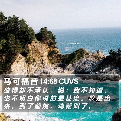 马 可 福 音 14:68 CUVS Bible Verse Image