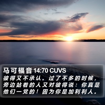 马 可 福 音 14:70 CUVS Bible Verse Image