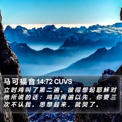 马 可 福 音 14:72 CUVS Bible Verse Image