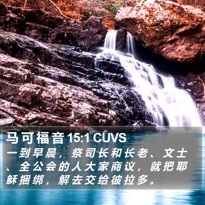 马 可 福 音 15:1 CUVS Bible Verse Image