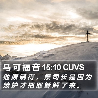 马 可 福 音 15:10 CUVS Bible Verse Image
