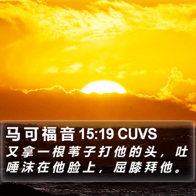 马 可 福 音 15:19 CUVS Bible Verse Image