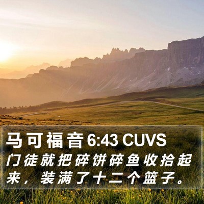 马 可 福 音 6:43 CUVS Bible Verse Image