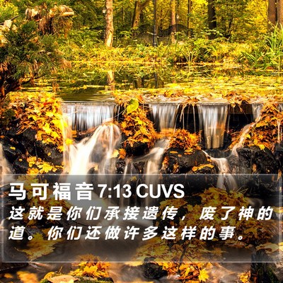 马 可 福 音 7:13 CUVS Bible Verse Image