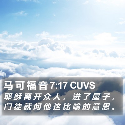 马 可 福 音 7:17 CUVS Bible Verse Image