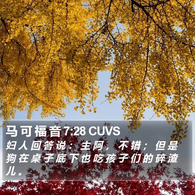 马 可 福 音 7:28 CUVS Bible Verse Image