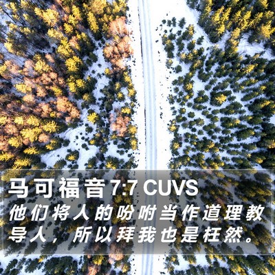 马 可 福 音 7:7 CUVS Bible Verse Image