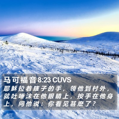 马 可 福 音 8:23 CUVS Bible Verse Image