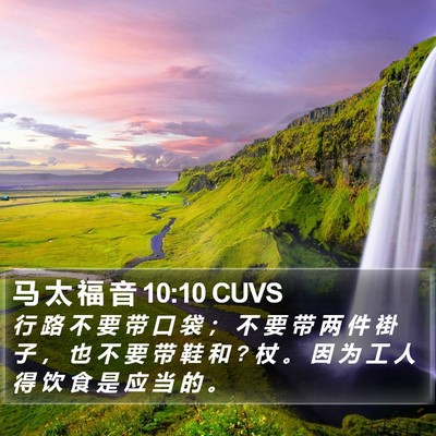 马 太 福 音 10:10 CUVS Bible Verse Image