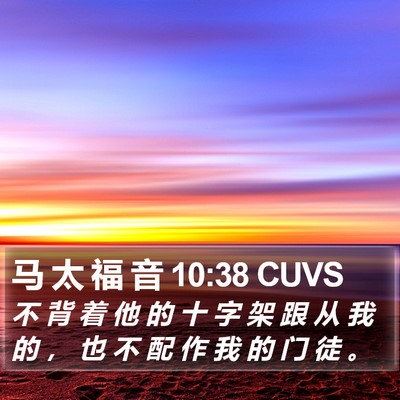 马 太 福 音 10:38 CUVS Bible Verse Image