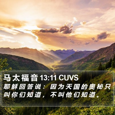 马 太 福 音 13:11 CUVS Bible Verse Image