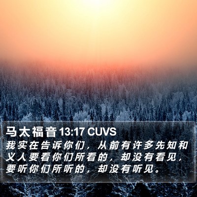 马 太 福 音 13:17 CUVS Bible Verse Image