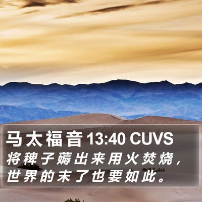 马 太 福 音 13:40 CUVS Bible Verse Image