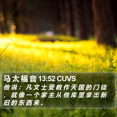 马 太 福 音 13:52 CUVS Bible Verse Image