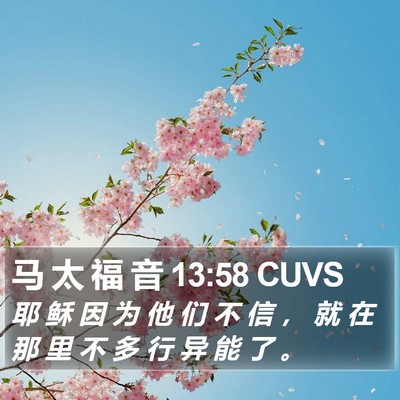 马 太 福 音 13:58 CUVS Bible Verse Image