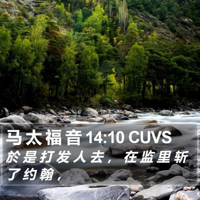 马 太 福 音 14:10 CUVS Bible Verse Image