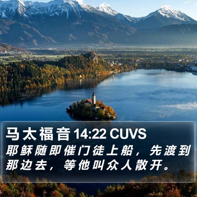 马 太 福 音 14:22 CUVS Bible Verse Image