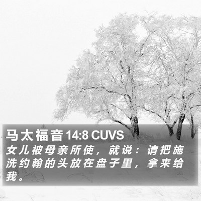 马 太 福 音 14:8 CUVS Bible Verse Image