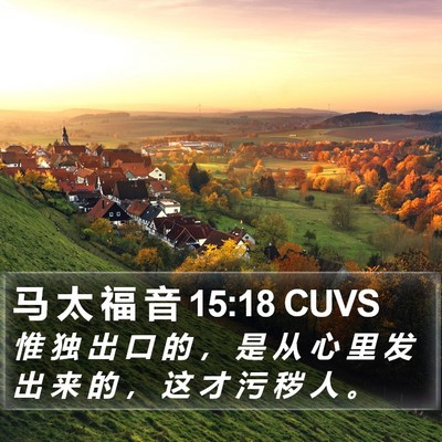 马 太 福 音 15:18 CUVS Bible Verse Image