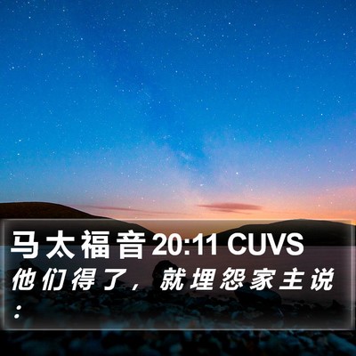 马 太 福 音 20:11 CUVS Bible Verse Image