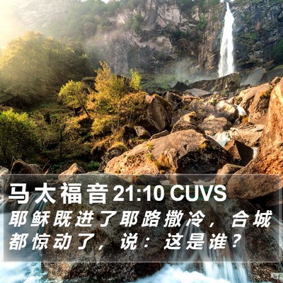 马 太 福 音 21:10 CUVS Bible Verse Image