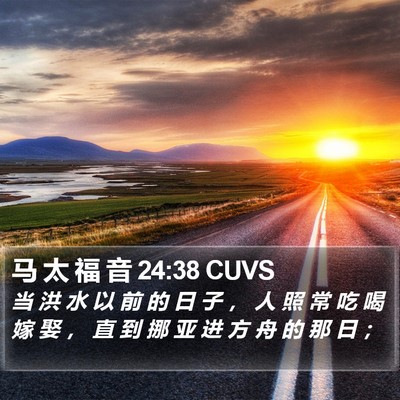 马 太 福 音 24:38 CUVS Bible Verse Image