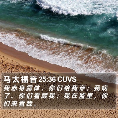 马 太 福 音 25:36 CUVS Bible Verse Image
