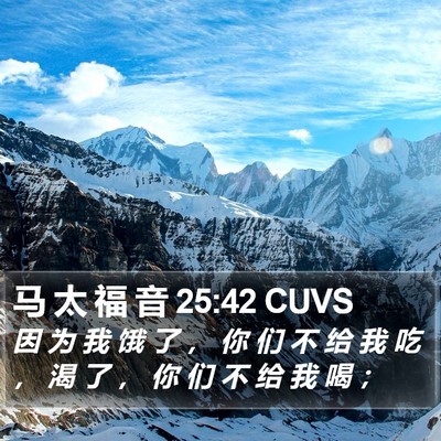 马 太 福 音 25:42 CUVS Bible Verse Image