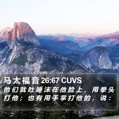 马 太 福 音 26:67 CUVS Bible Verse Image