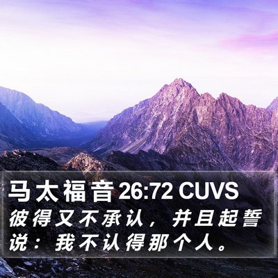 马 太 福 音 26:72 CUVS Bible Verse Image