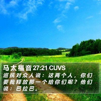马 太 福 音 27:21 CUVS Bible Verse Image