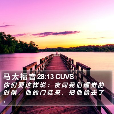 马 太 福 音 28:13 CUVS Bible Verse Image