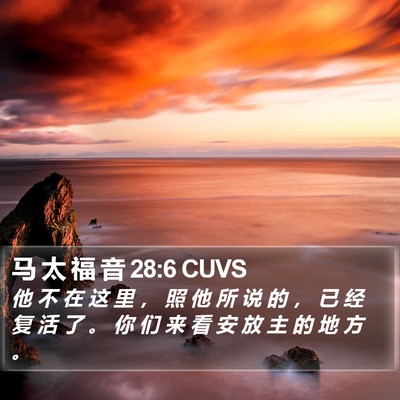 马 太 福 音 28:6 CUVS Bible Verse Image