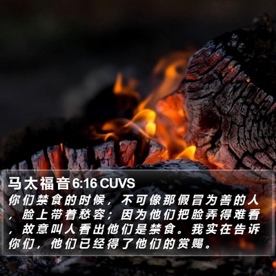 马 太 福 音 6:16 CUVS Bible Verse Image