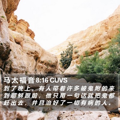 马 太 福 音 8:16 CUVS Bible Verse Image