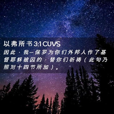 Picture 02 - 以 弗 所 书 3:1 CUVS - 因 此 ， 我 ─ 保 罗 为 你 们 外 邦 - Bible Verse Picture