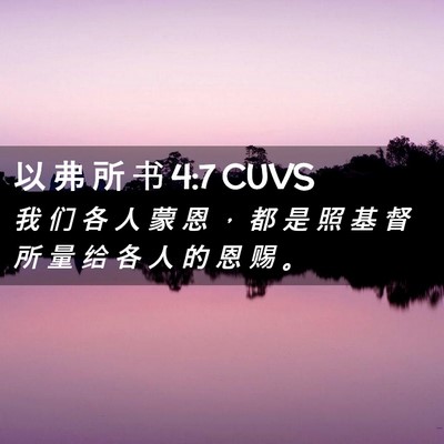 Picture 02 - 以 弗 所 书 4:7 CUVS - 我 们 各 人 蒙 恩 ， 都 是 照 基 督 - Bible Verse Picture