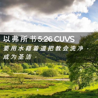 Picture 02 - 以 弗 所 书 5:26 CUVS - 要 用 水 藉 着 道 把 教 会 洗 净 ， - Bible Verse Picture