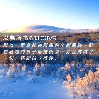 Picture 02 - 以 弗 所 书 6:13 CUVS - 所 以 ， 要 拿 起 神 所 赐 的 全 副 - Bible Verse Picture