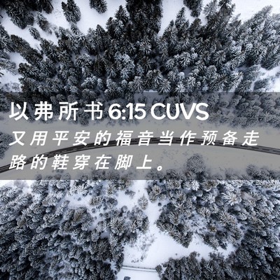 Picture 02 - 以 弗 所 书 6:15 CUVS - 又 用 平 安 的 福 音 当 作 预 备 走 - Bible Verse Picture