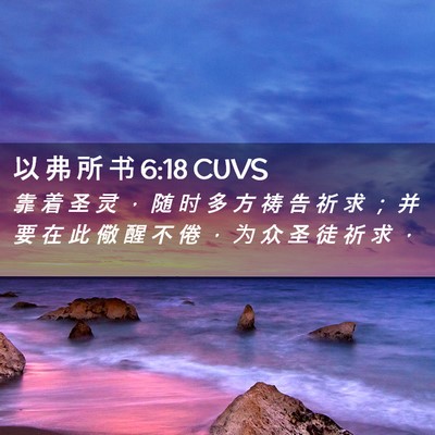 Picture 02 - 以 弗 所 书 6:18 CUVS - 靠 着 圣 灵 ， 随 时 多 方 祷 告 祈 - Bible Verse Picture