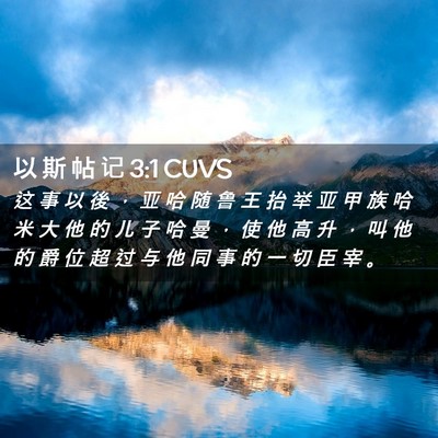 Picture 02 - 以 斯 帖 记 3:1 CUVS - 这 事 以 後 ， 亚 哈 随 鲁 王 抬 举 - Bible Verse Picture
