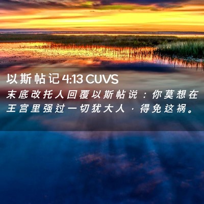 Picture 02 - 以 斯 帖 记 4:13 CUVS - 末 底 改 托 人 回 覆 以 斯 帖 说 ： - Bible Verse Picture